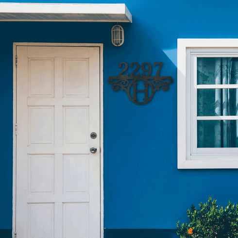 Personalized Inital & Address # Metal Wall Art